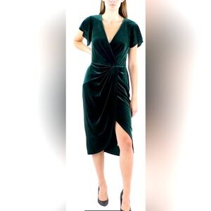 NWT RALPH LAUREN VELVET DARK GREEN MID-CALF COCKTAIL DRESS sz4